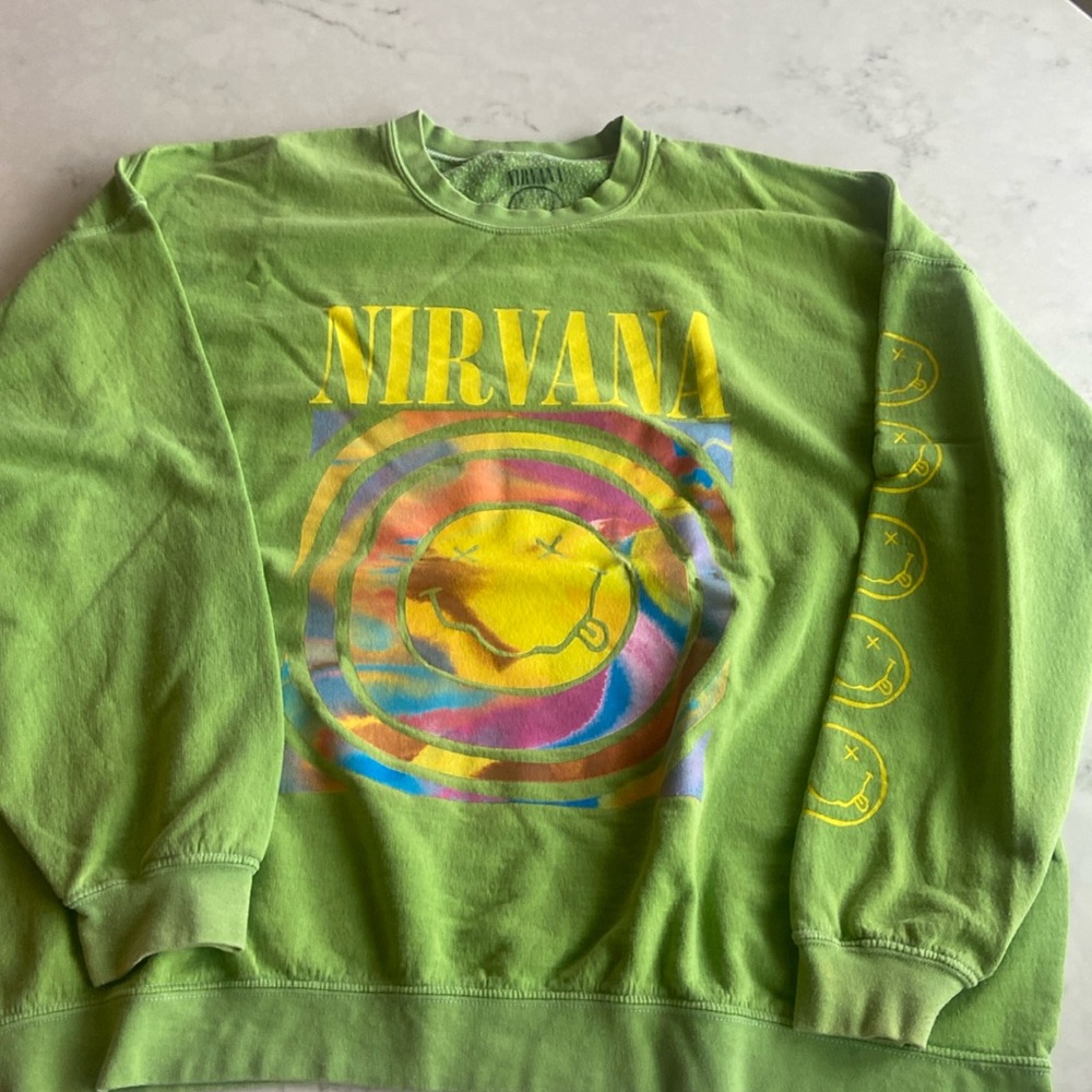 Urban Outfitters green Nirvana sweatshirt.  Size L/XL